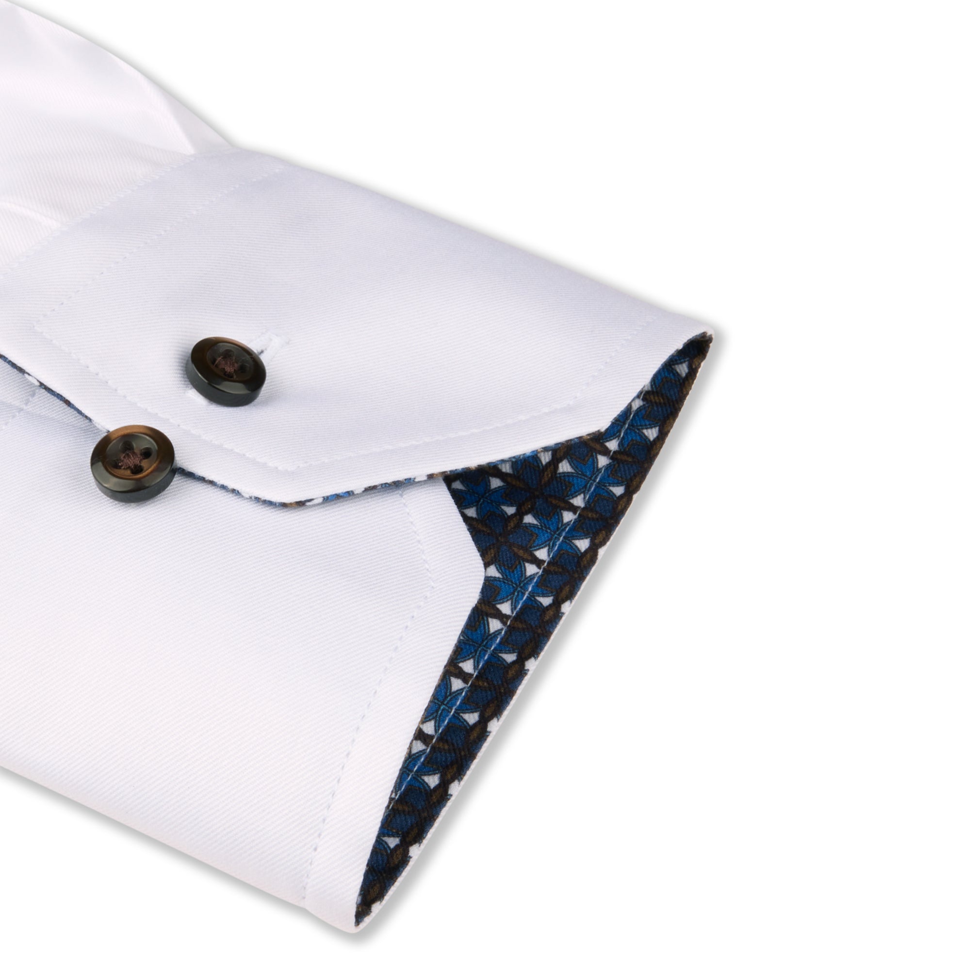 White Twill Fitted Body Shirt w/ Contrast - Stenströms