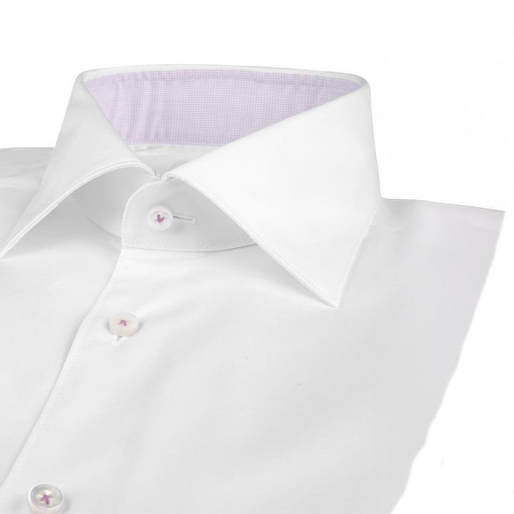 White Contrast Twill Fitted Body Shirt - Stenströms