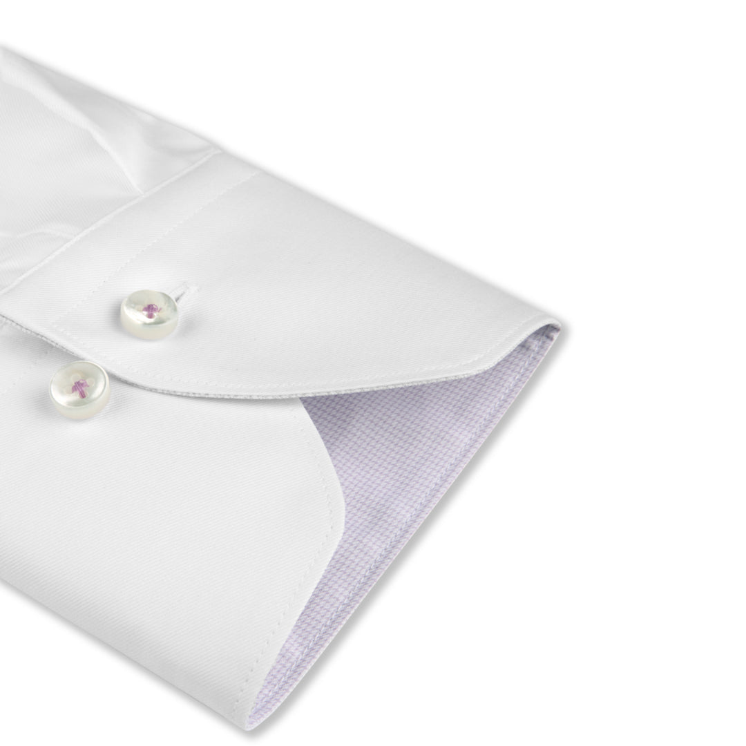 White Contrast Twill Fitted Body Shirt - Stenströms