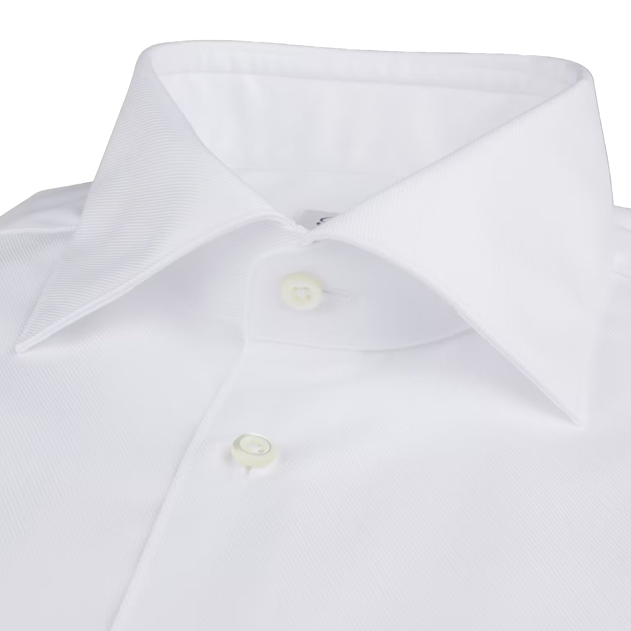 White Textured Twill Fitted Body Dress Shirt - Stenströms
