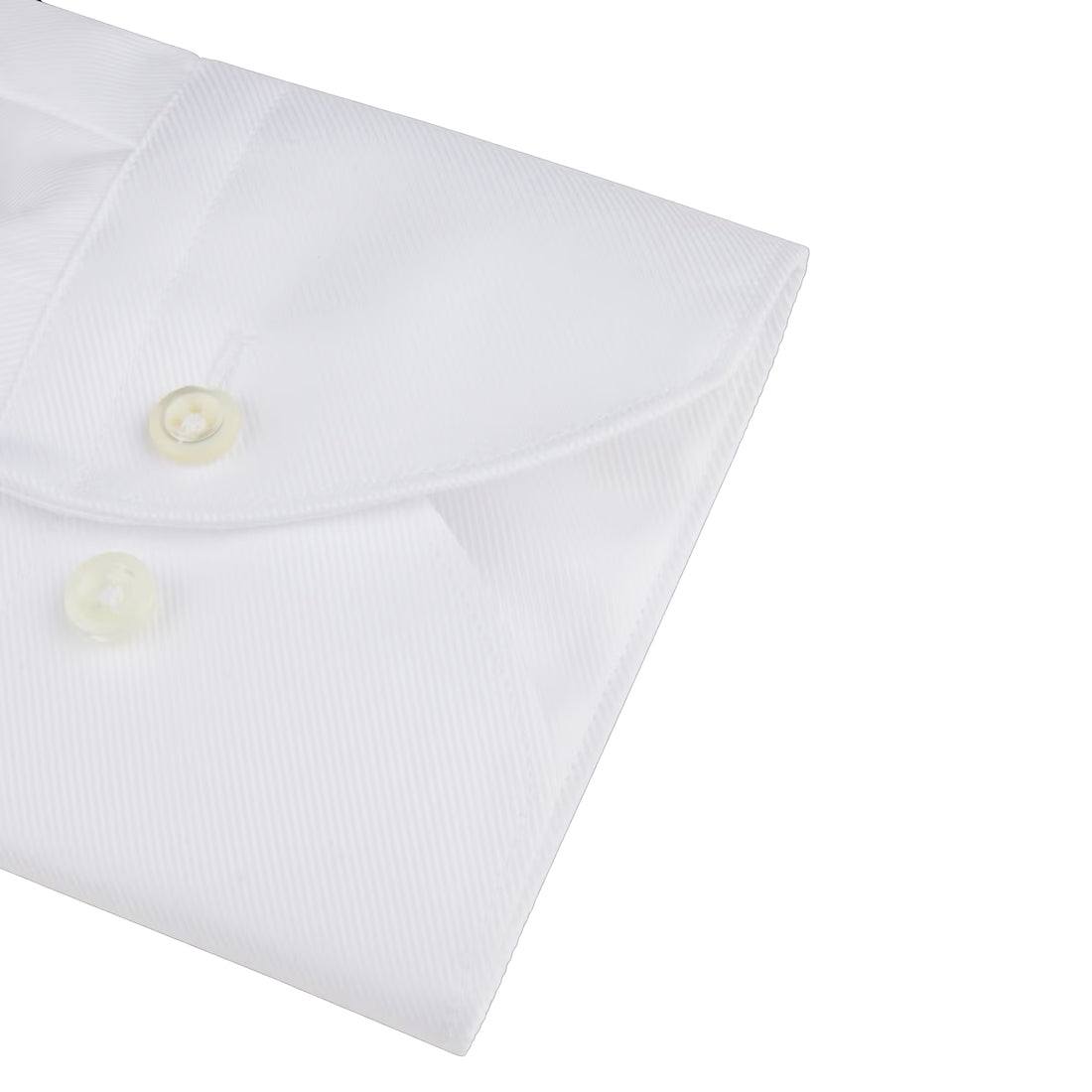 White Textured Twill Fitted Body Dress Shirt - Stenströms