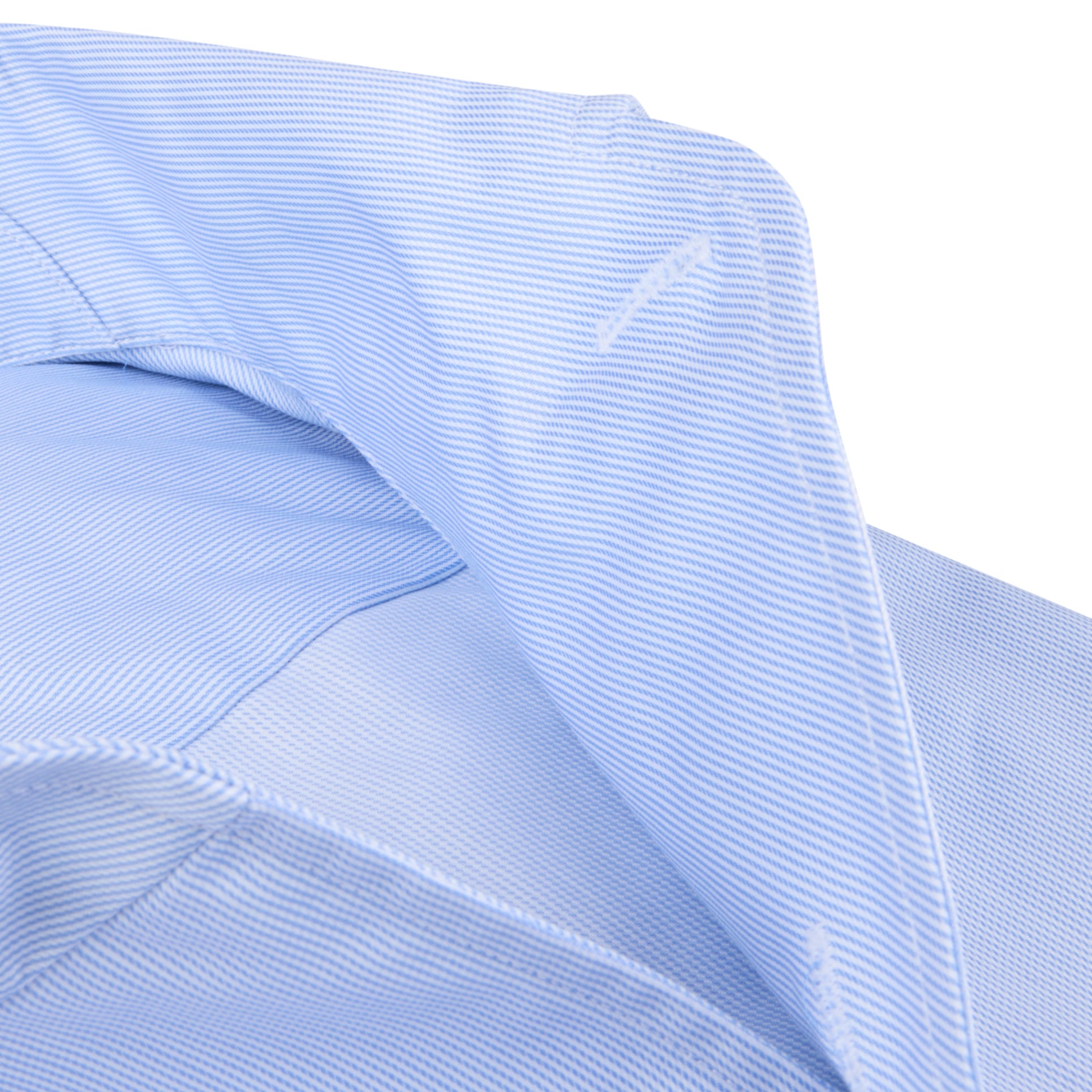 Light Blue Fine Striped Twill One-Piece Collar Slimline Casual Shirt - Stenströms