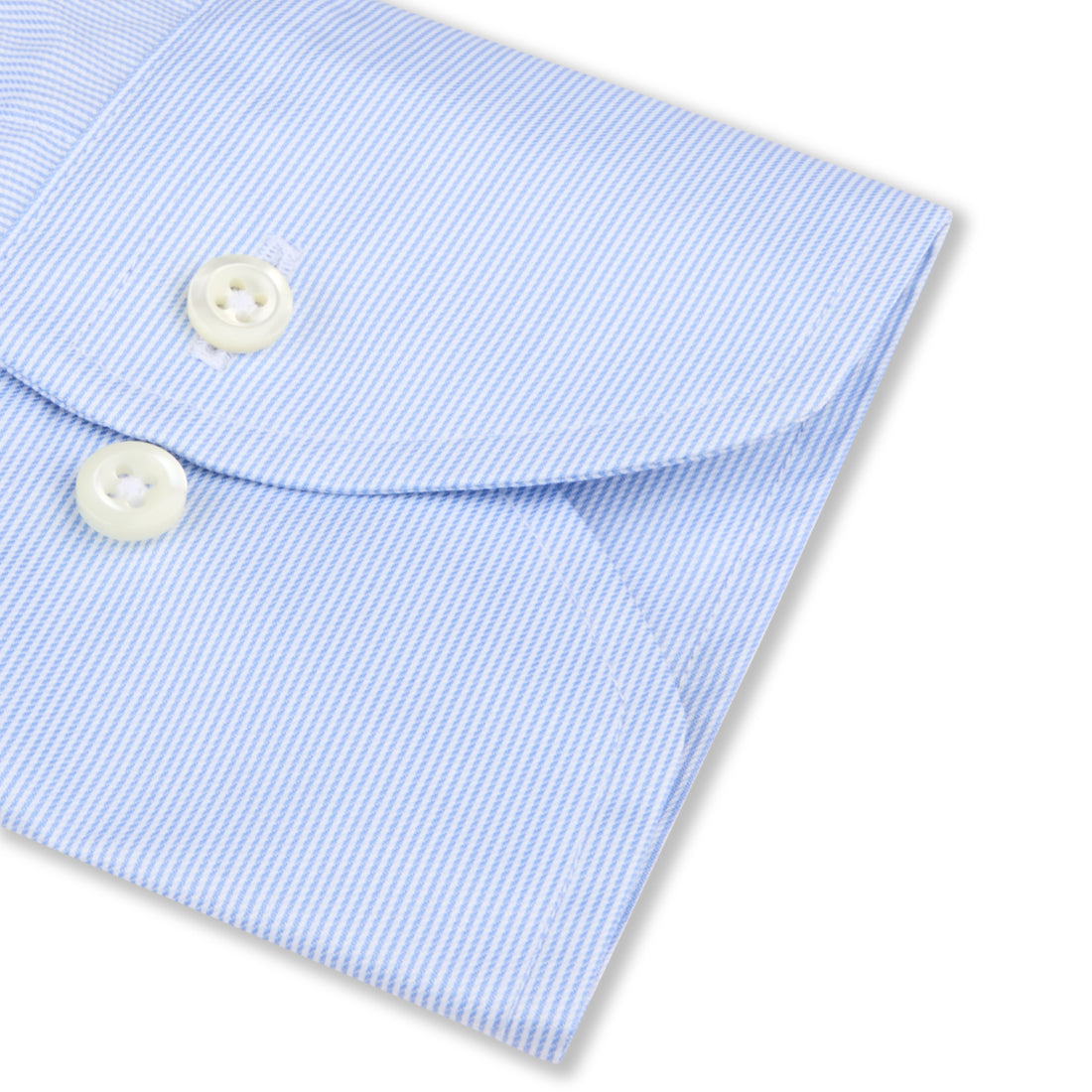 Light Blue Fine Striped Twill One-Piece Collar Slimline Casual Shirt - Stenströms