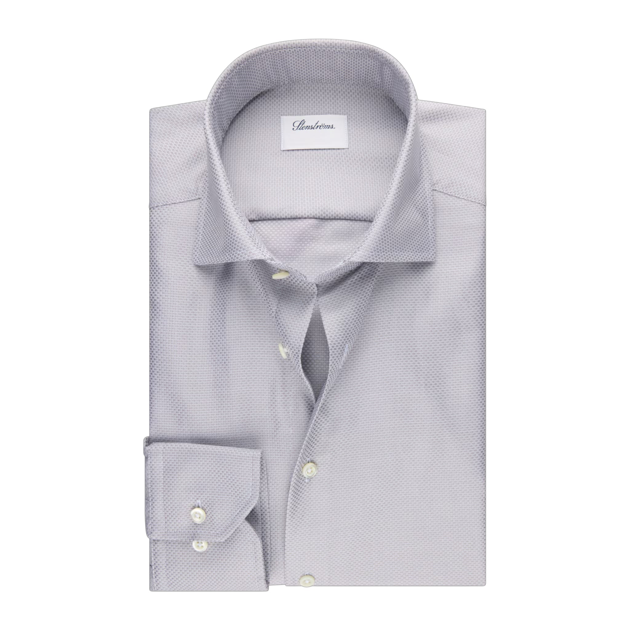 Gray Textured Twill Shirt Slimline - Stenströms