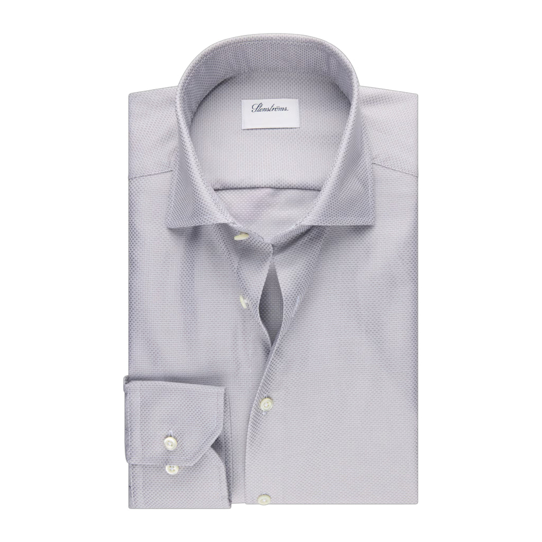 Gray Textured Twill Shirt Slimline - Stenströms