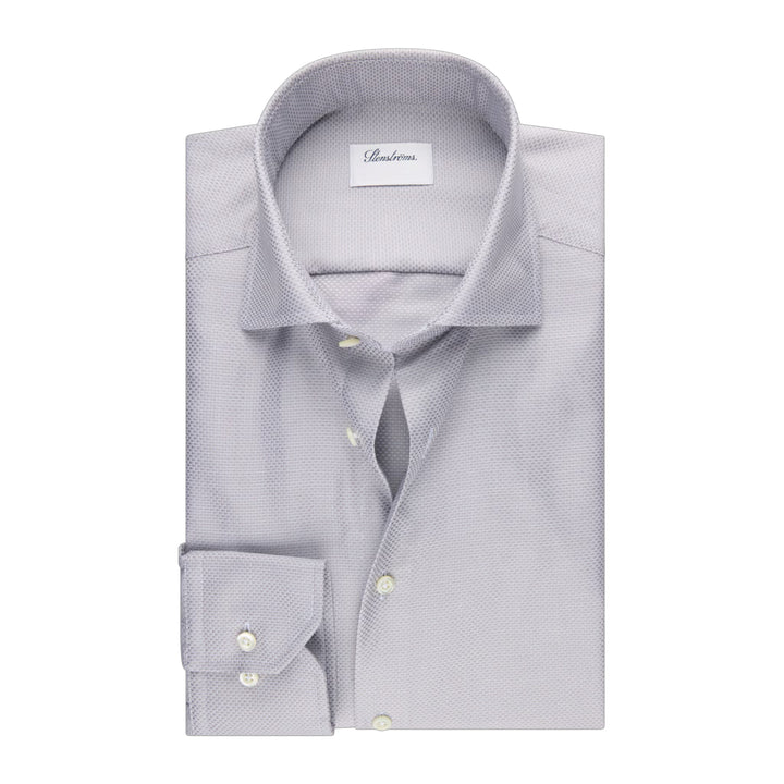 Gray Textured Twill Shirt Slimline - Stenströms