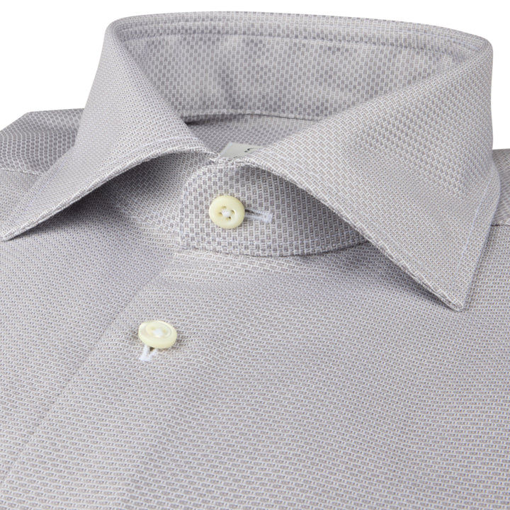 Gray Textured Twill Shirt Slimline - Stenströms