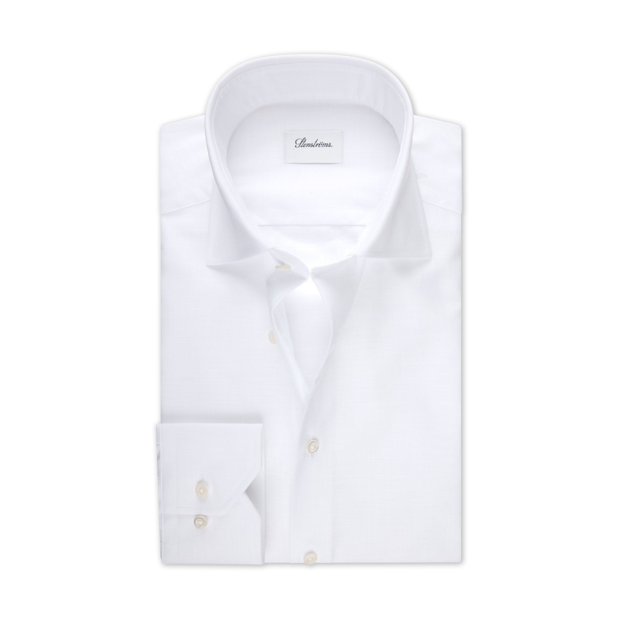 White Textured Twill Slimline Dress Shirt - Stenströms