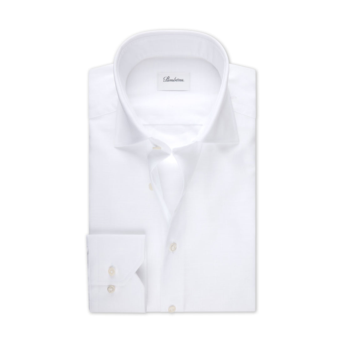 White Textured Twill Slimline Dress Shirt - Stenströms