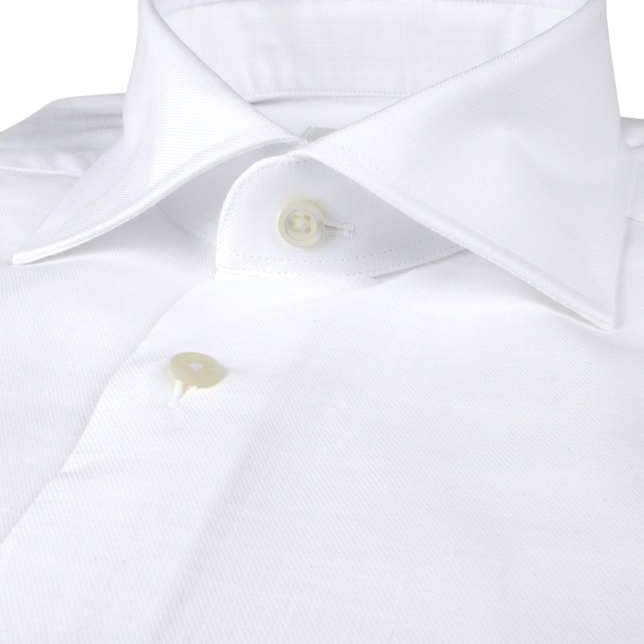 White Textured Twill Slimline Dress Shirt - Stenströms