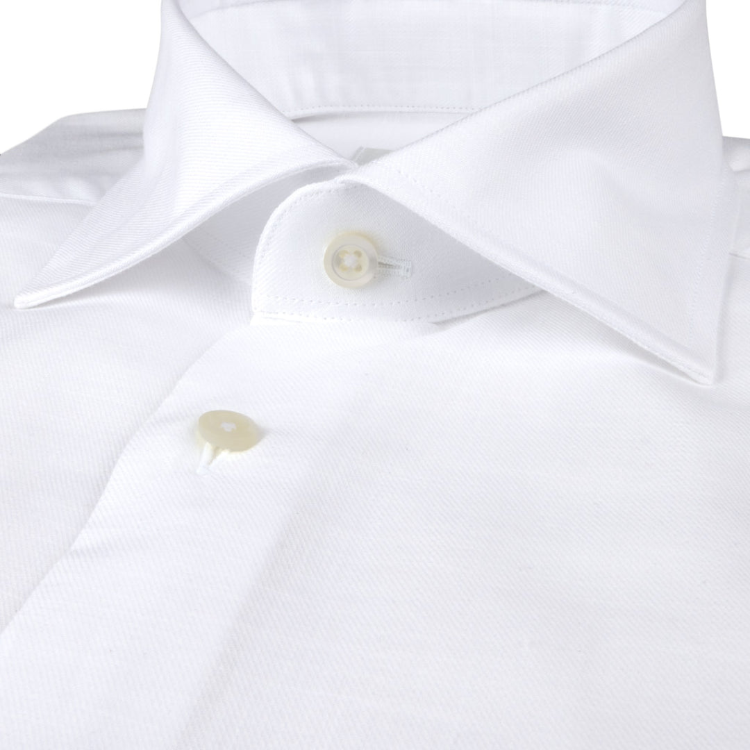 White Textured Twill Slimline Dress Shirt - Stenströms