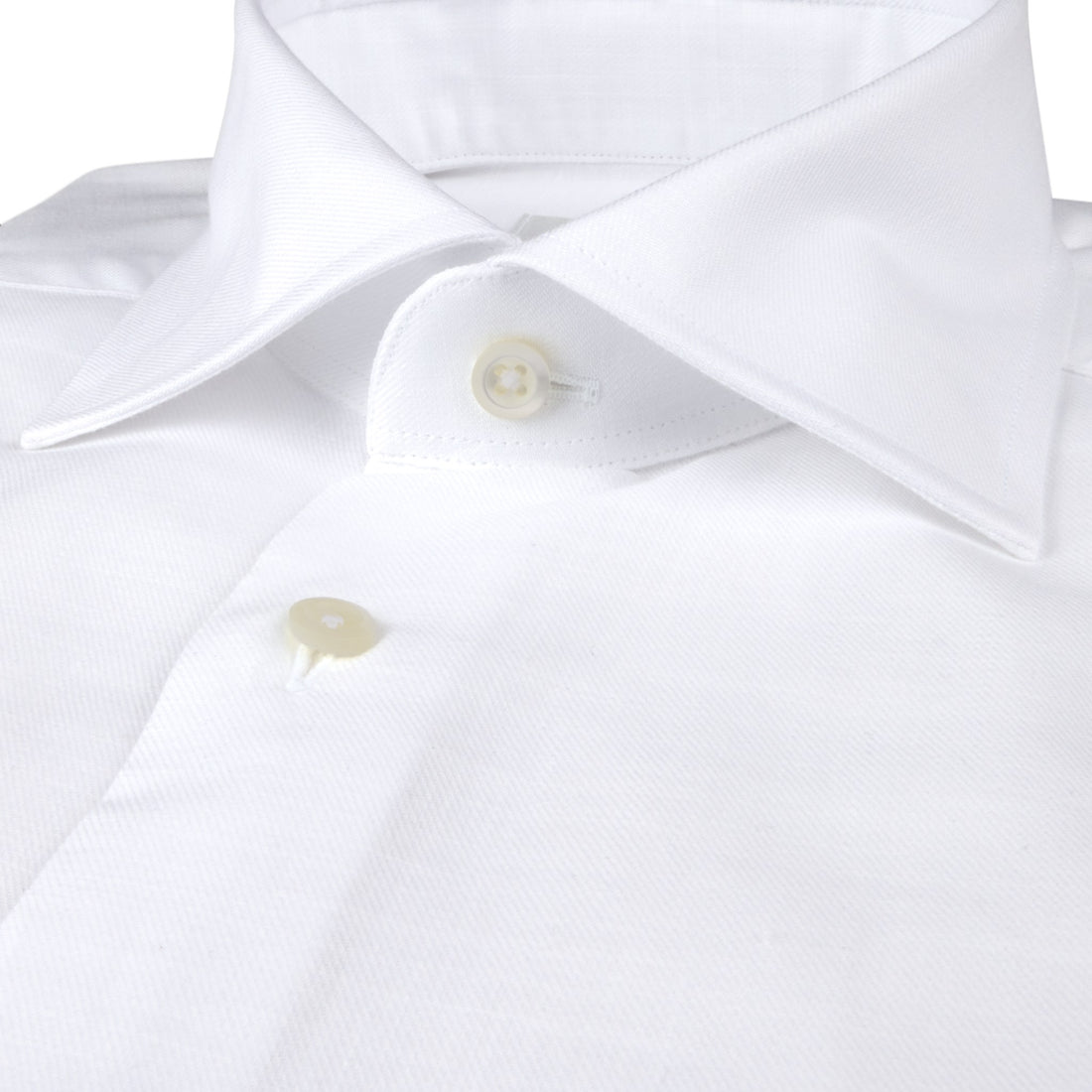 White Textured Twill Slimline Dress Shirt - Stenströms