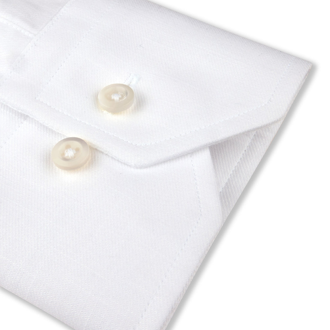 White Textured Twill Slimline Dress Shirt - Stenströms