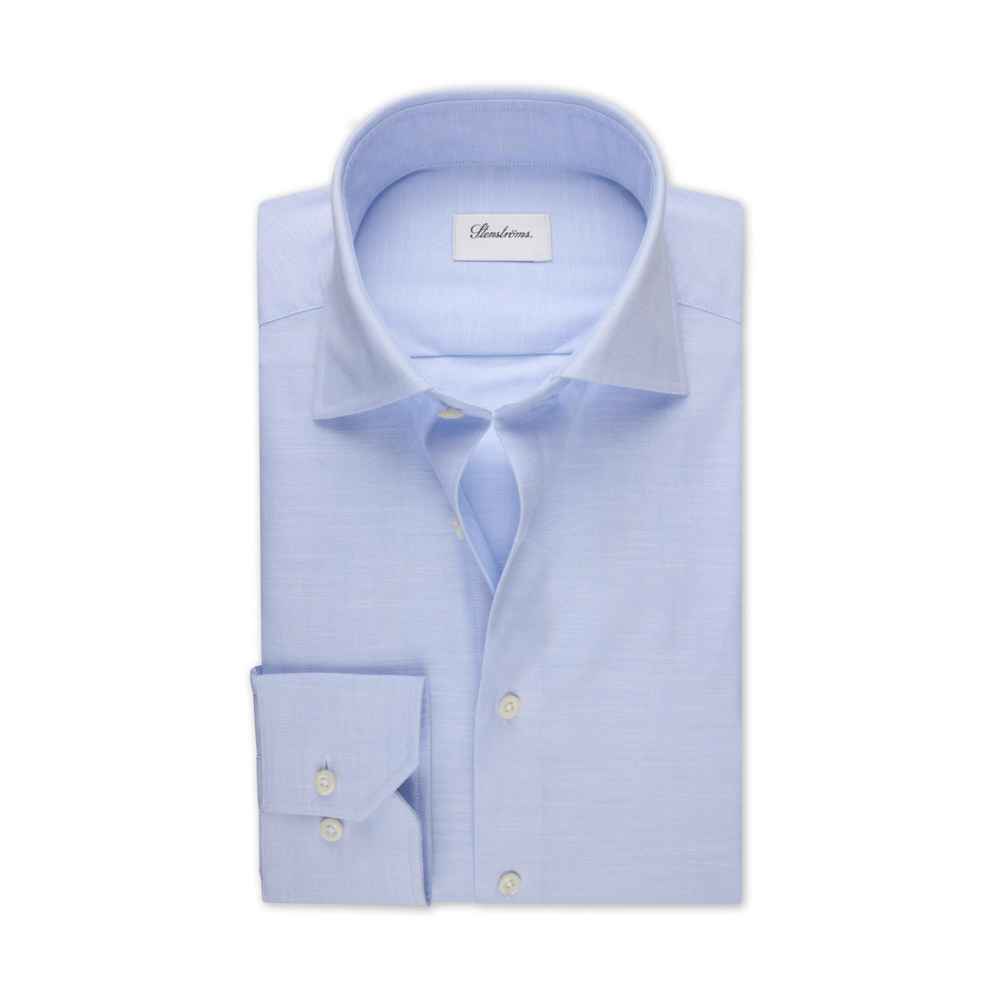 Blue Textured Twill Slimline Dress Shirt - Stenströms