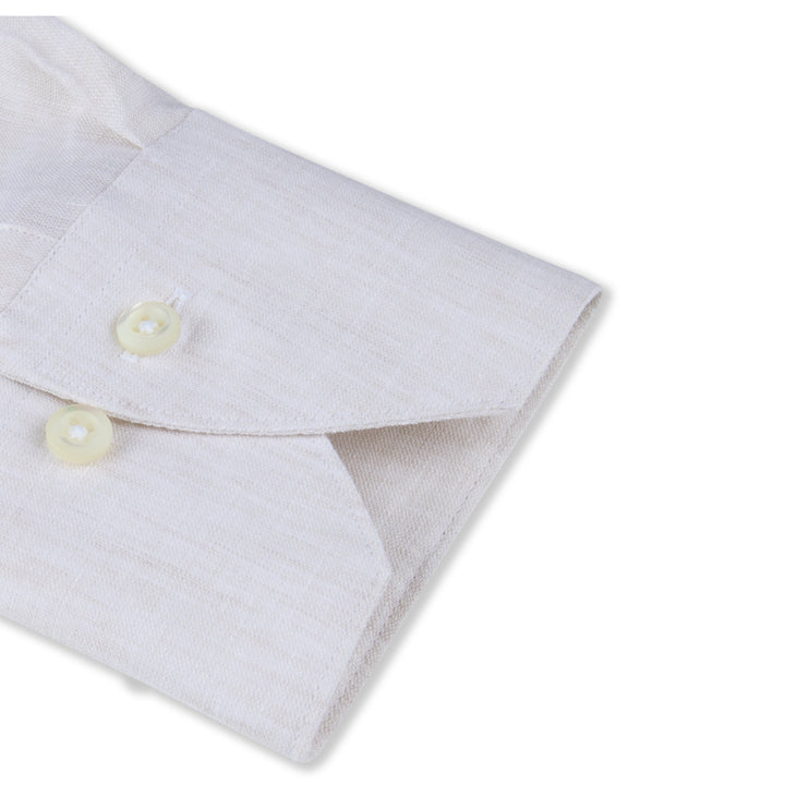 Off-White Linen Slimline Dress Shirt - Stenströms