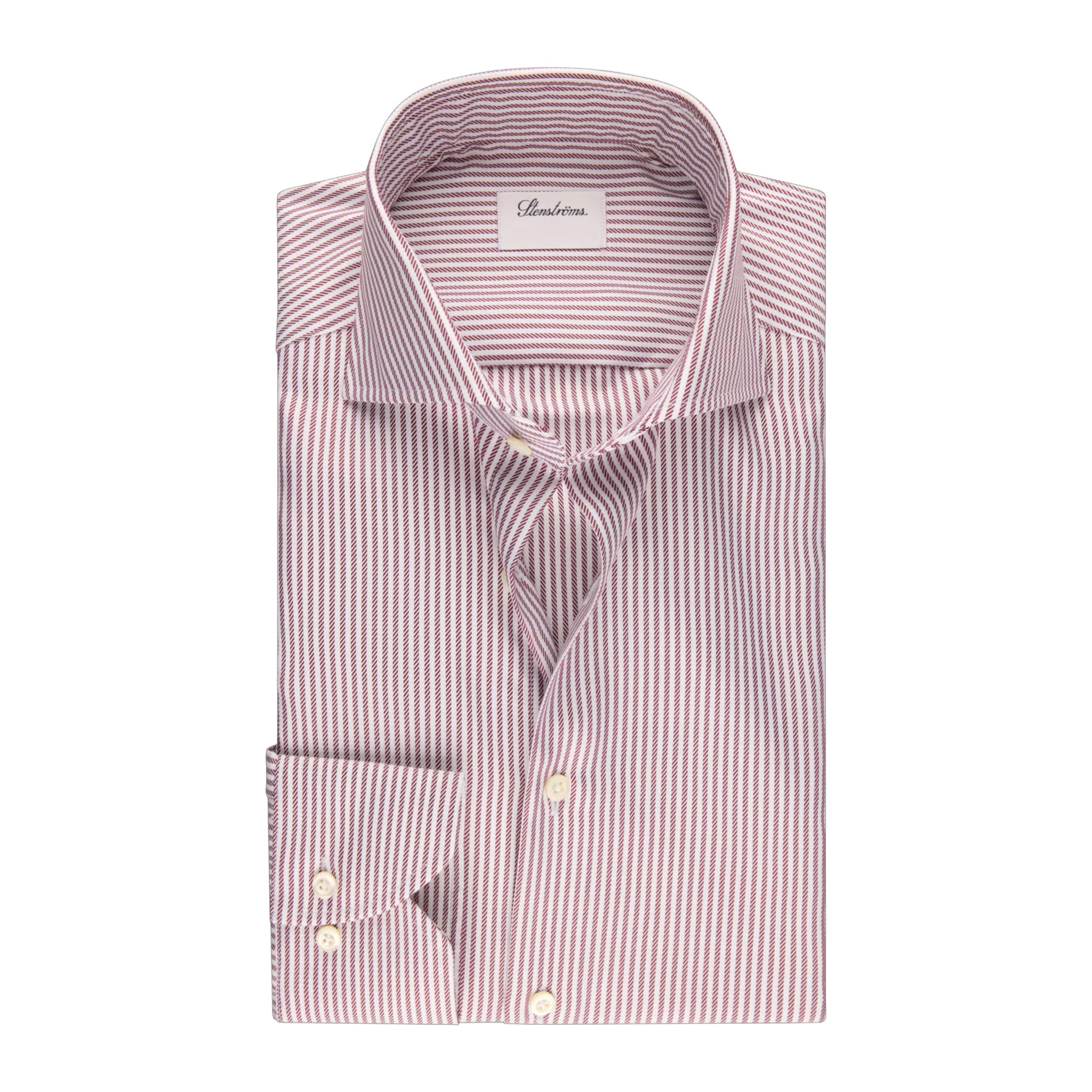 Burgundy Stripe Twill Slimline Shirt - Stenströms