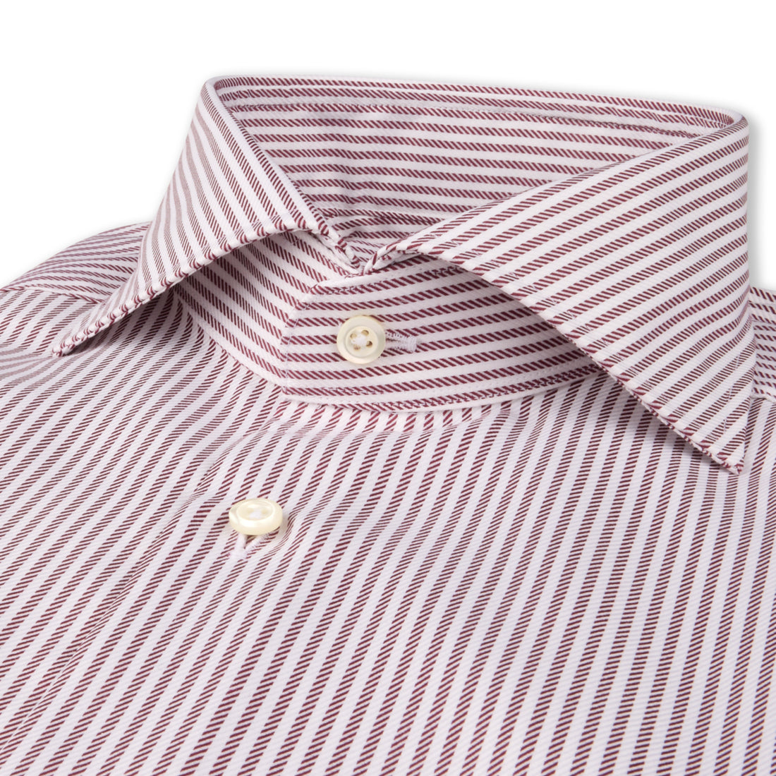 Burgundy Stripe Twill Slimline Shirt - Stenströms