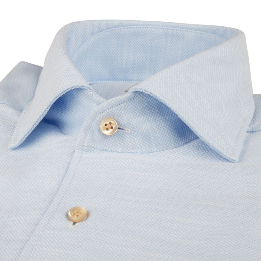 Casual Blue Textured Twill Slimline Shirt - Stenströms
