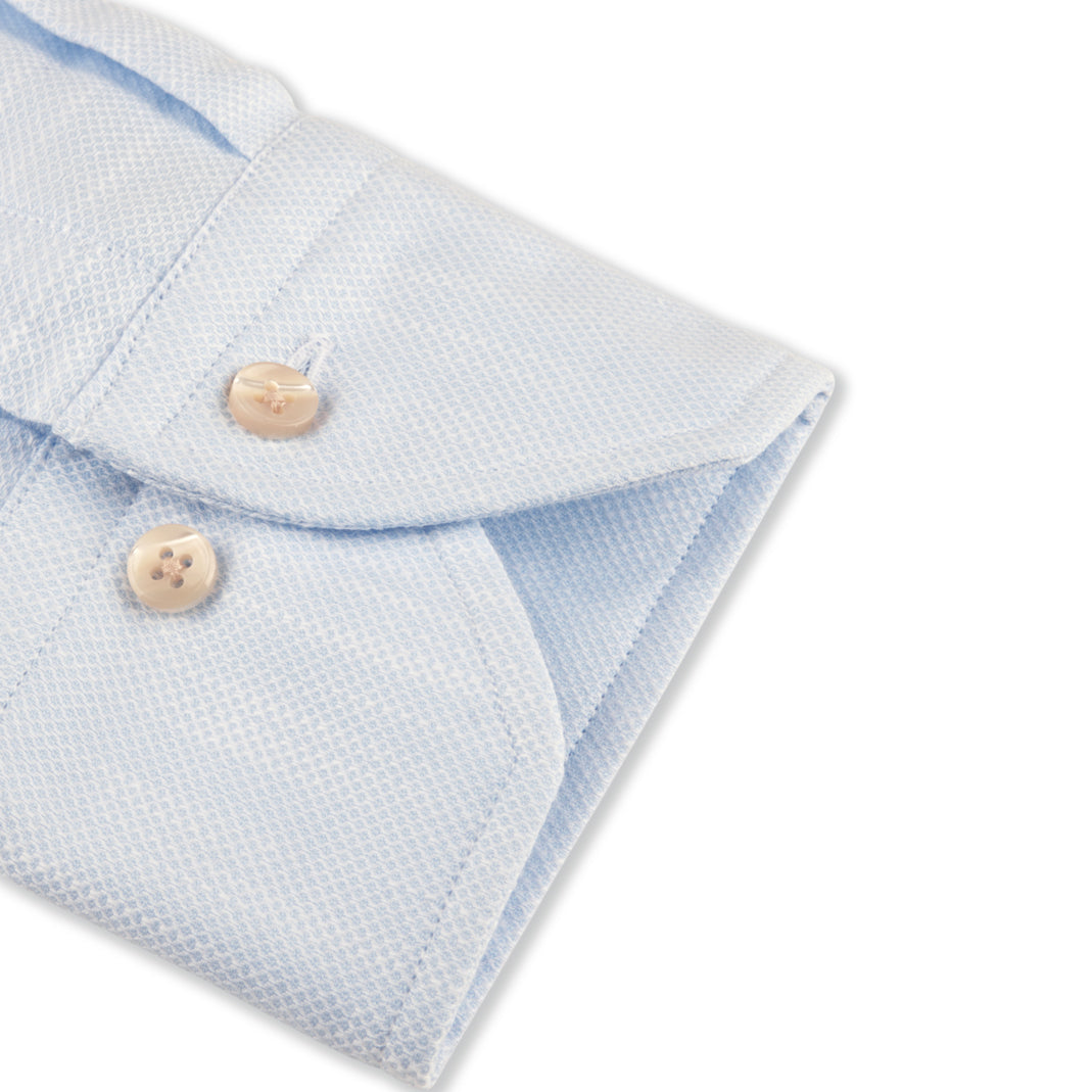 Casual Blue Textured Twill Slimline Shirt - Stenströms