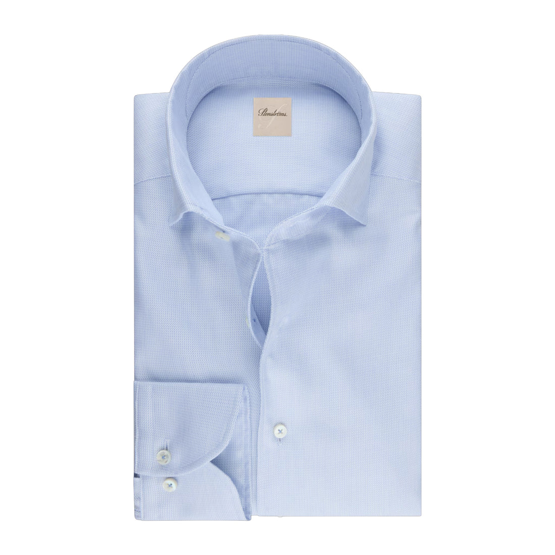 Light Blue Casual Slimline Cotton Twill Shirt - Stenströms