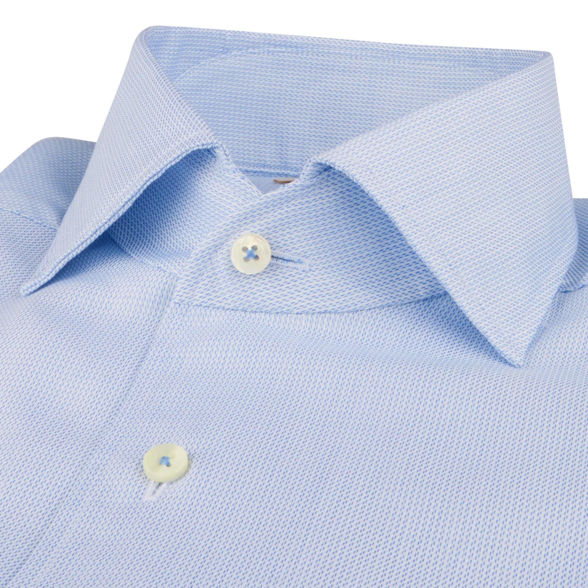 Light Blue Casual Slimline Cotton Twill Shirt - Stenströms
