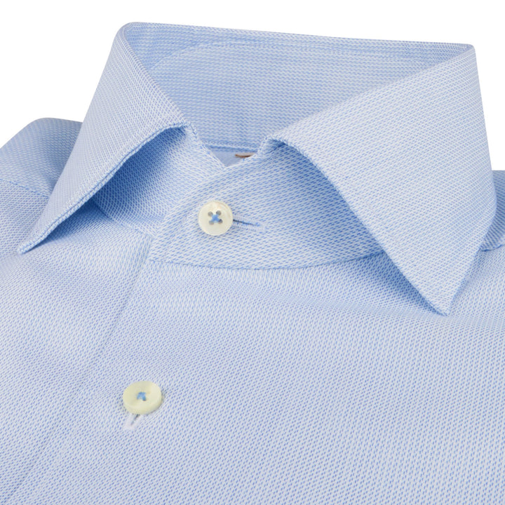 Light Blue Casual Slimline Cotton Twill Shirt - Stenströms