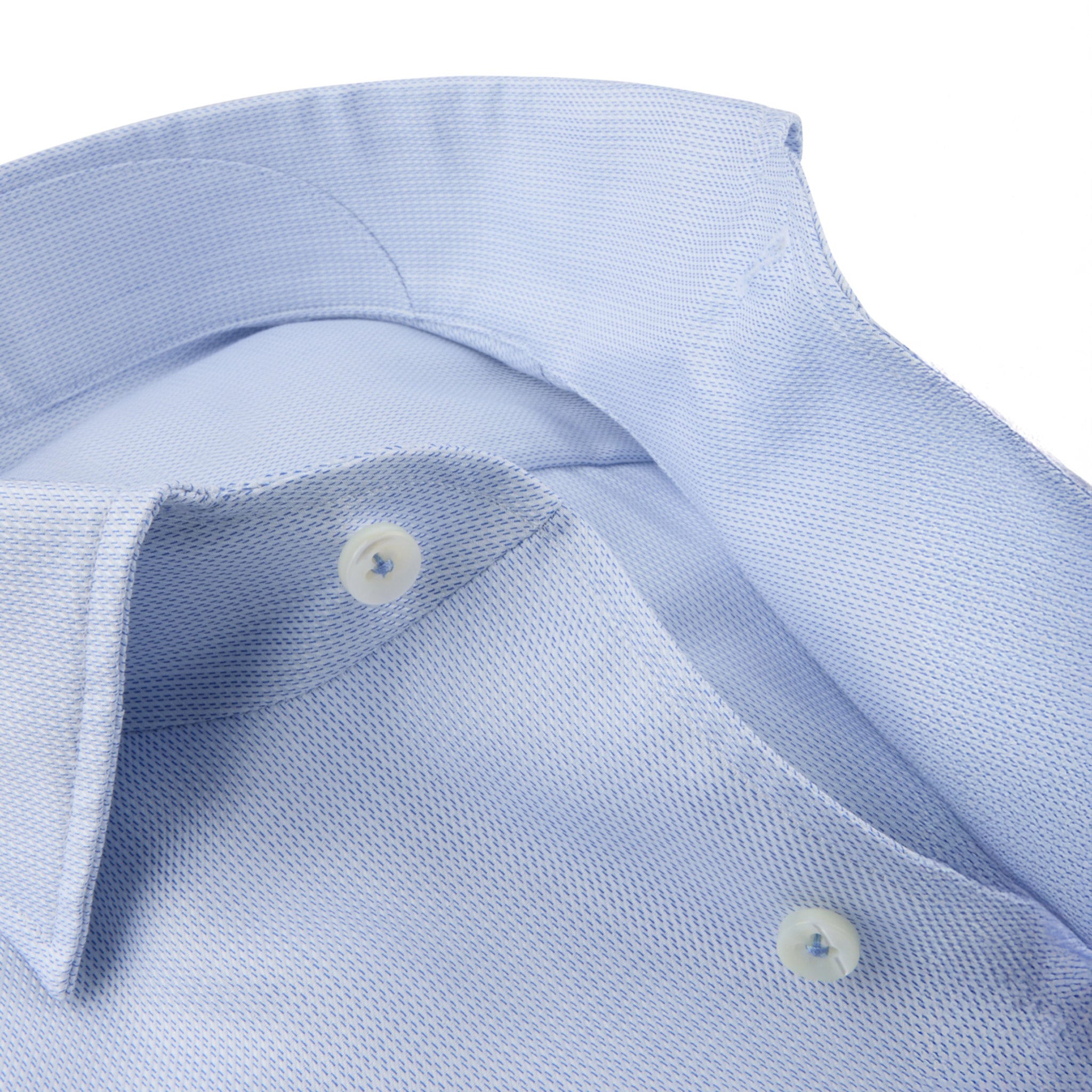 Light Blue Casual Slimline Cotton Twill Shirt - Stenströms