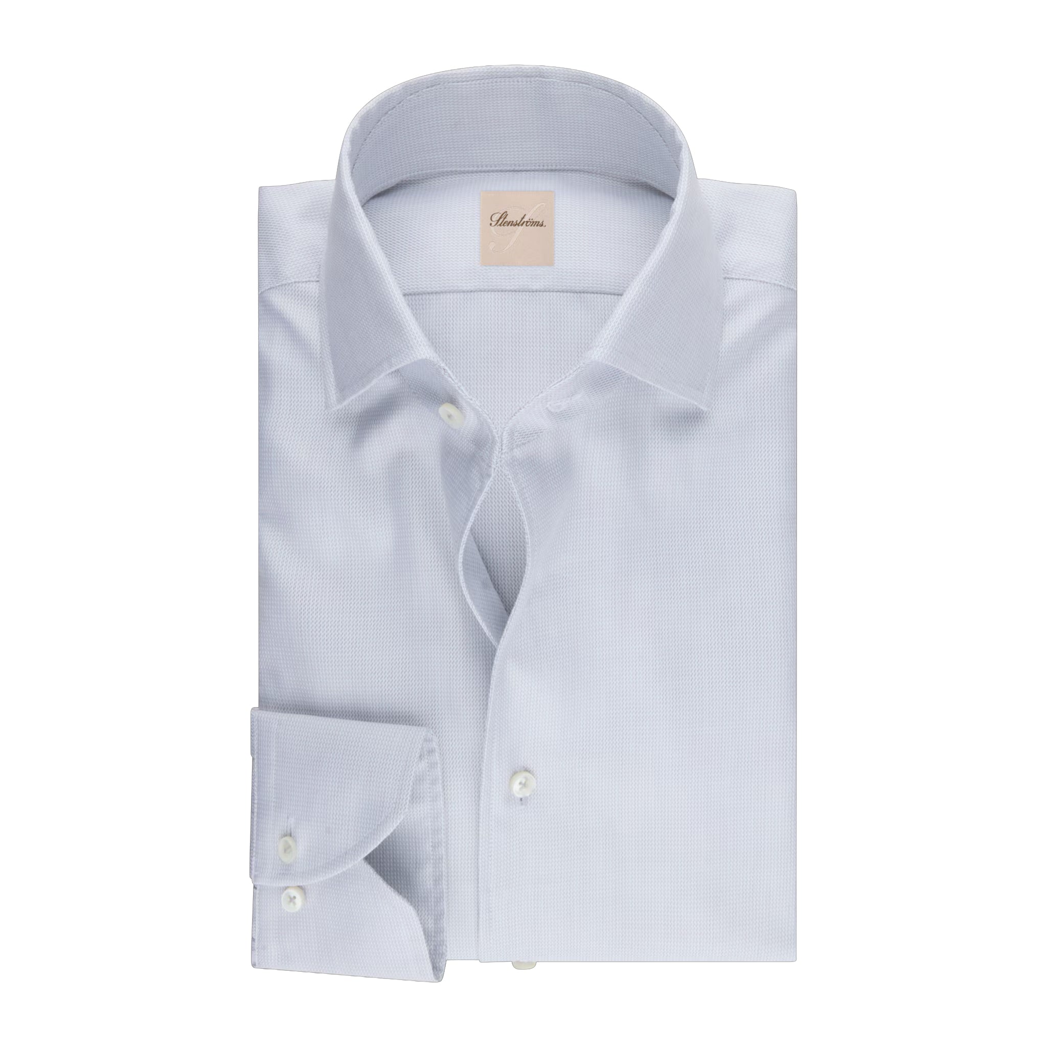 Light Gray Casual Slimline Cotton Twill Shirt - Stenströms