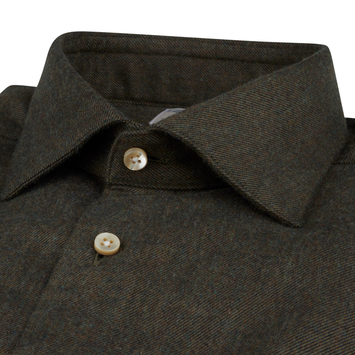 Dark Green Flannel Slimline Casual Shirt - Stenströms