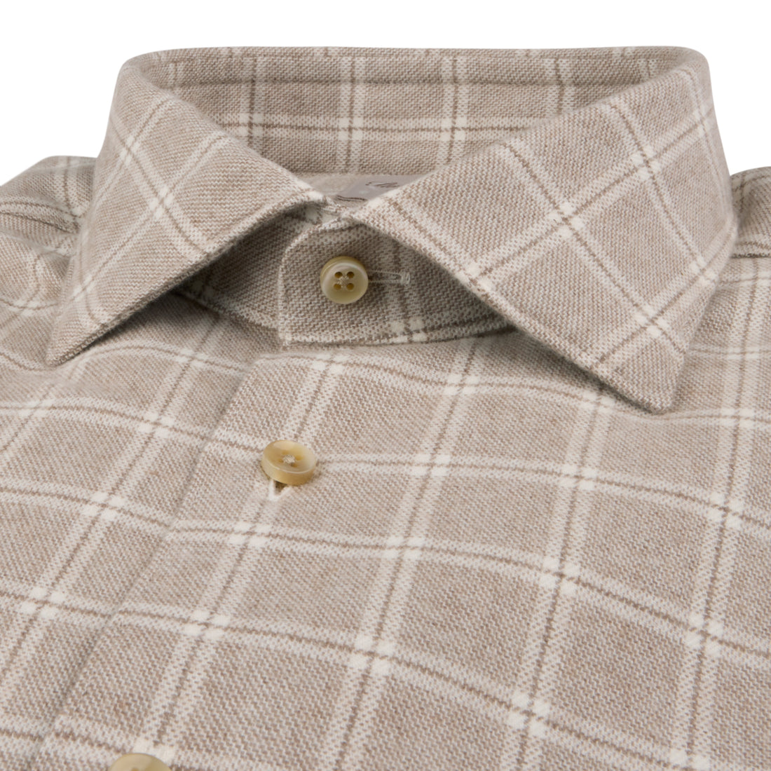Chemise décontractée Slimline en flanelle de coton retors à carreaux taupe - Stenströms