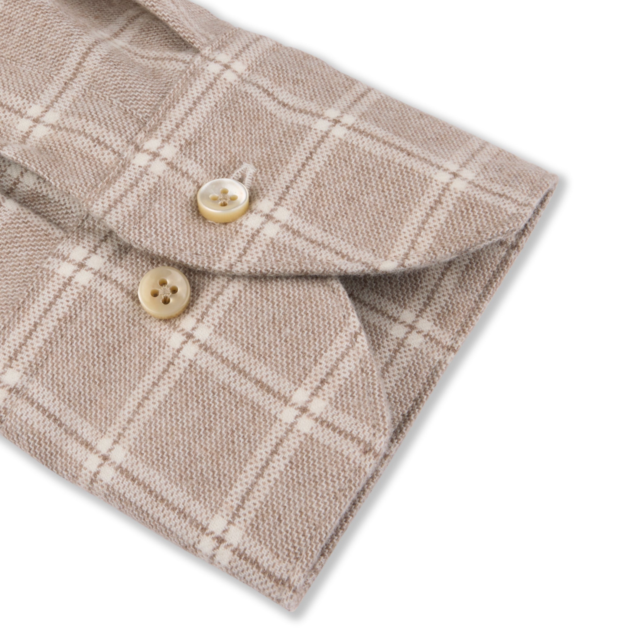 Chemise décontractée Slimline en flanelle de coton retors à carreaux taupe - Stenströms