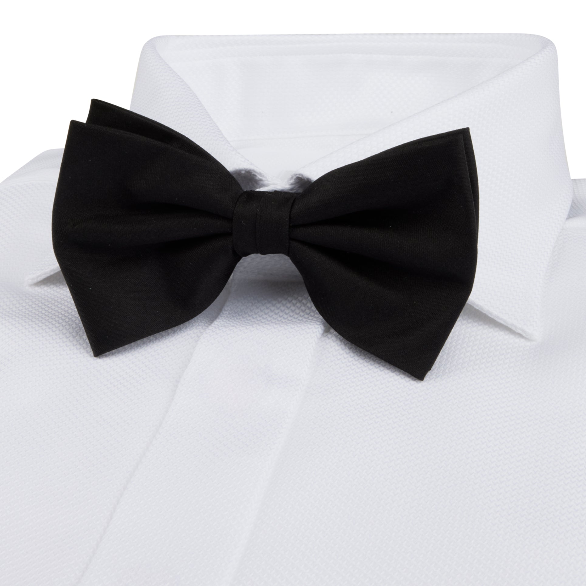 White Textured Cotton Fly-Front Slimline Tuxedo Shirt - Stenströms