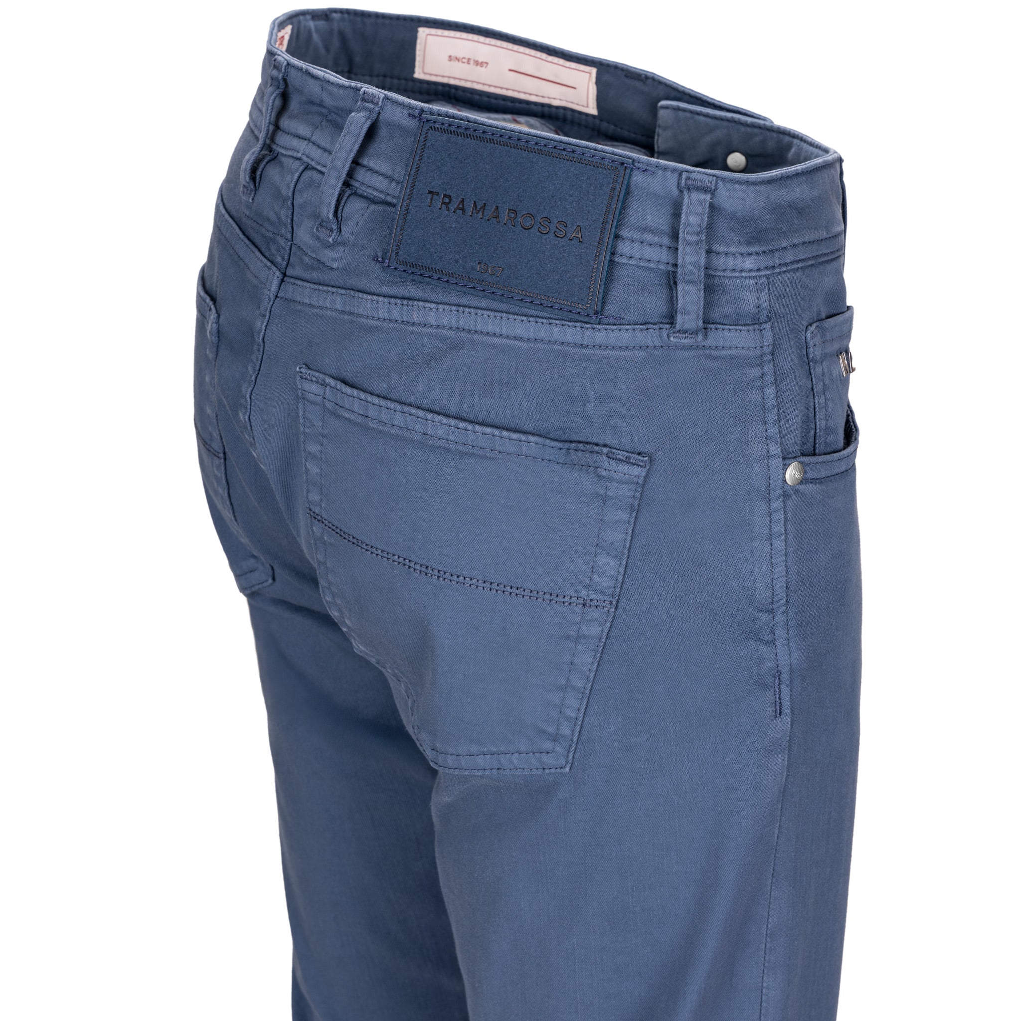 Cloud Blue Soft Dye Michelangelo Super-Stretch Five Pocket Pants - TRAMAROSSA - Boutique Jacques International