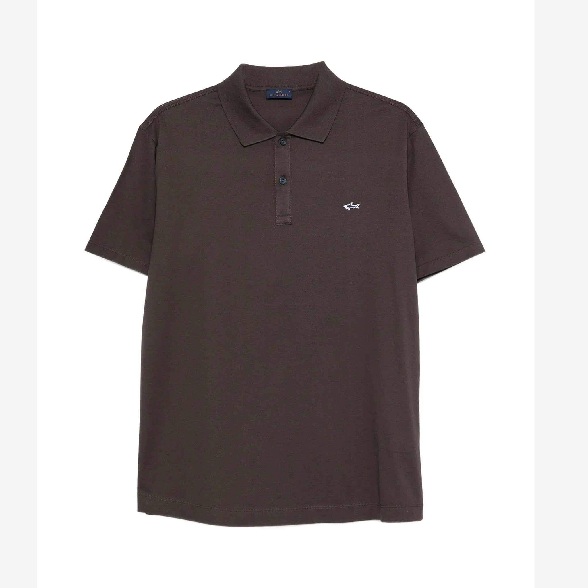 Dark Brown Double Piqué Cotton Polo Shirt - Paul & Shark - Boutique Jacques International