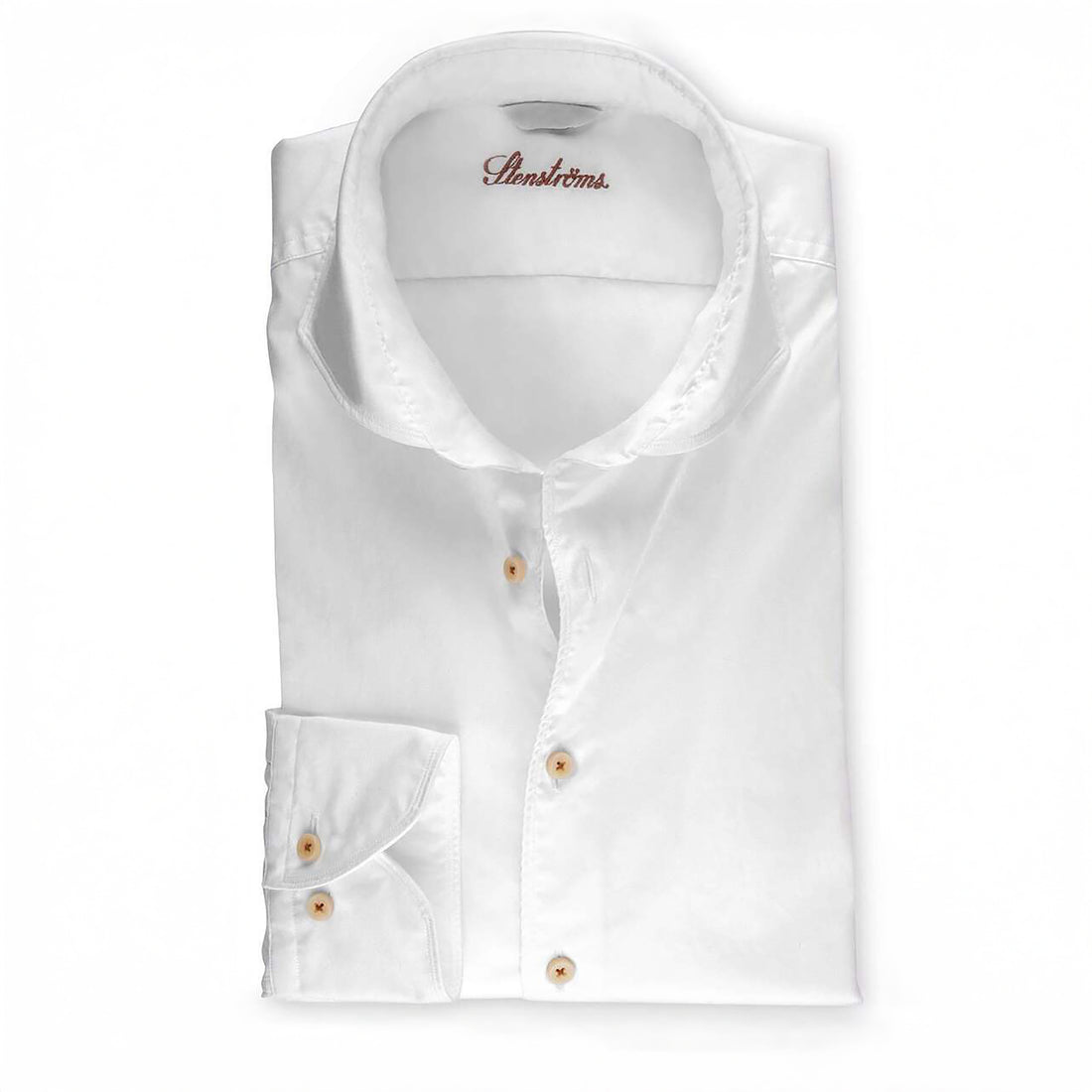 White Garment Wash Slimline Casual Shirt - Stenströms