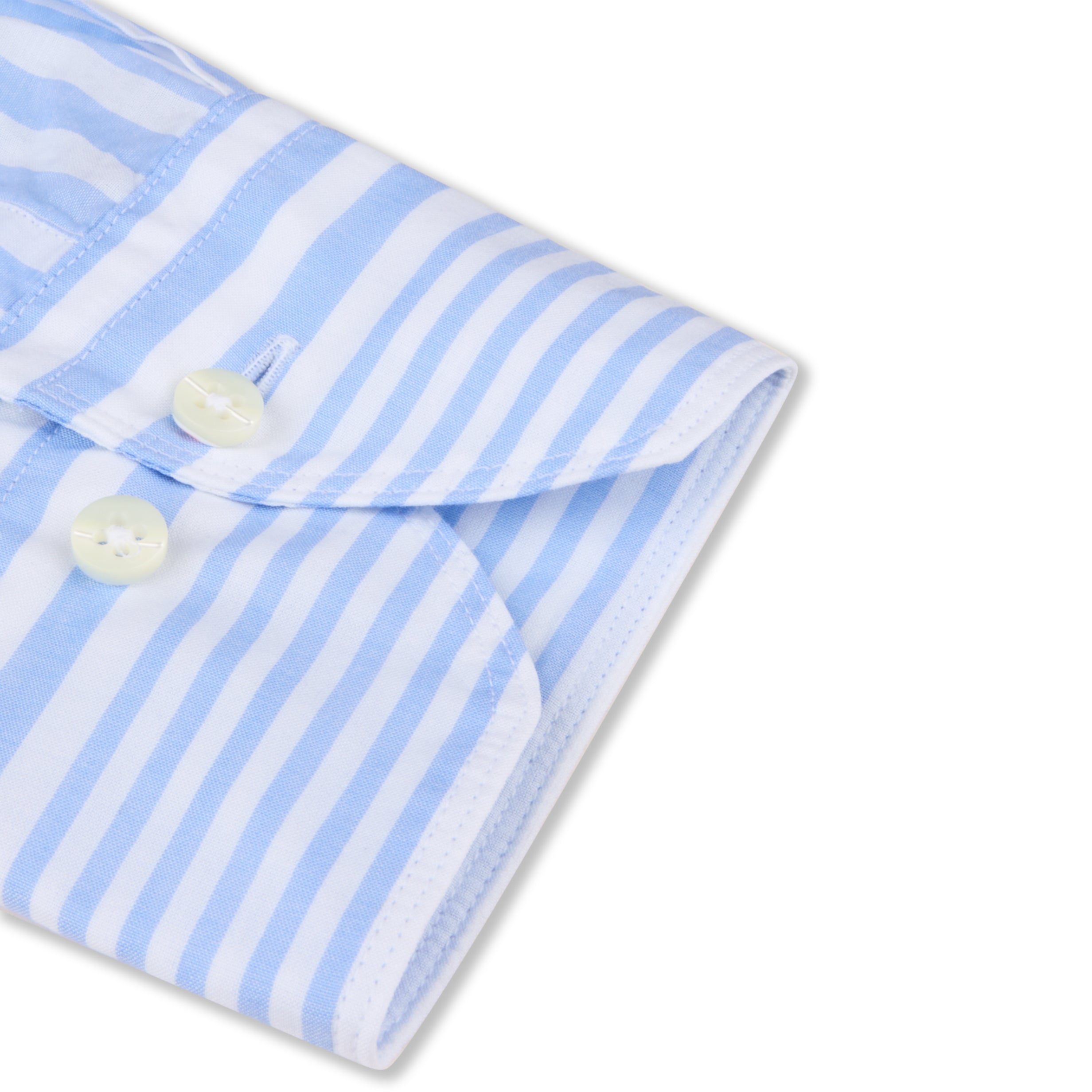 Light Blue Striped Cotton Poplin Slimline Casual Shirt - Stenströms