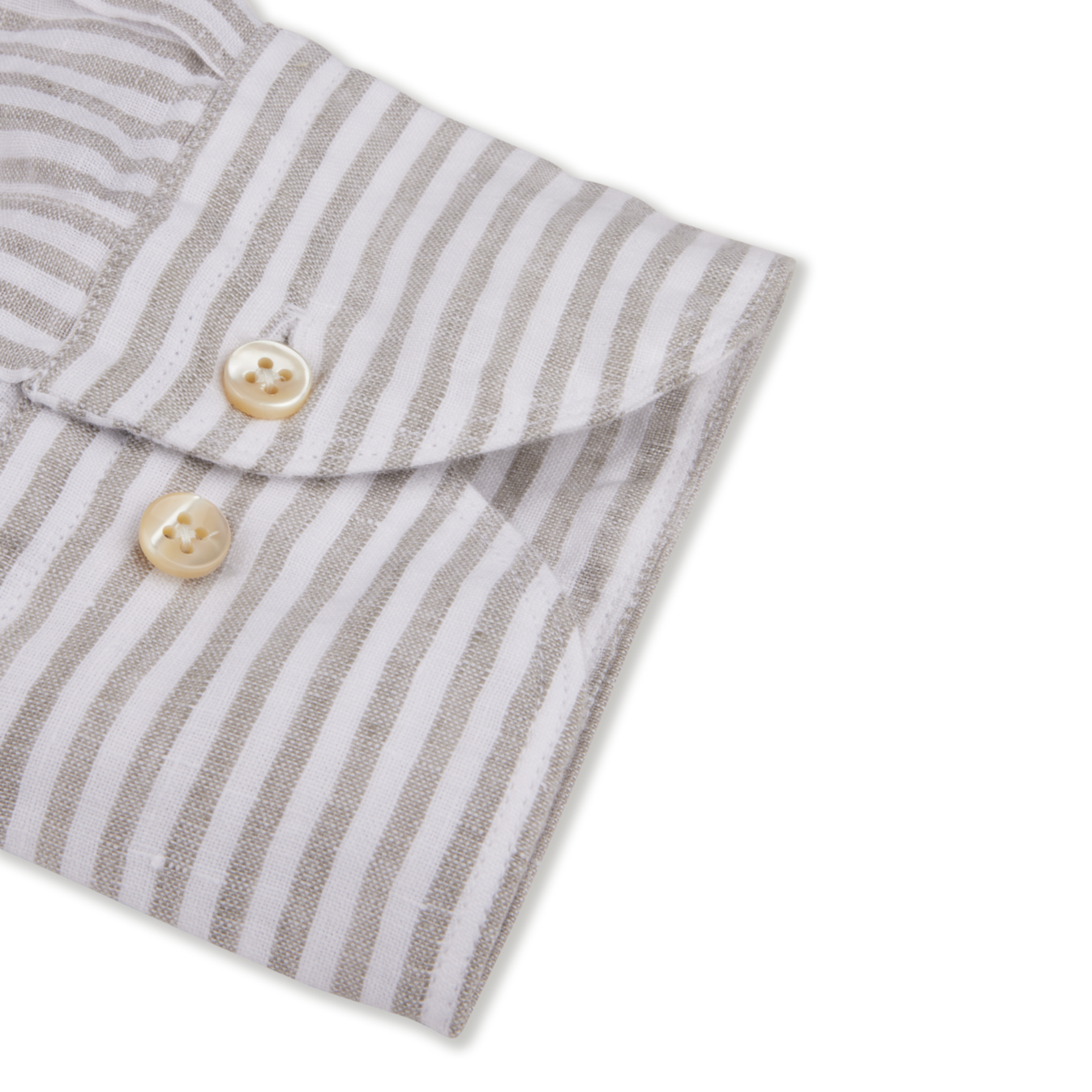 Gray Striped Linen Casual Slimline Shirt - Stenströms