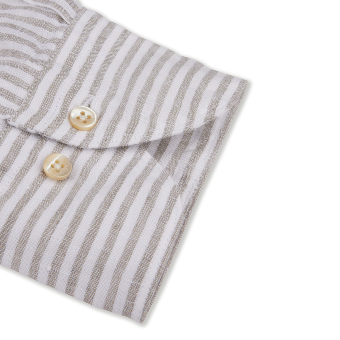 Gray Striped Linen Casual Slimline Shirt - Stenströms
