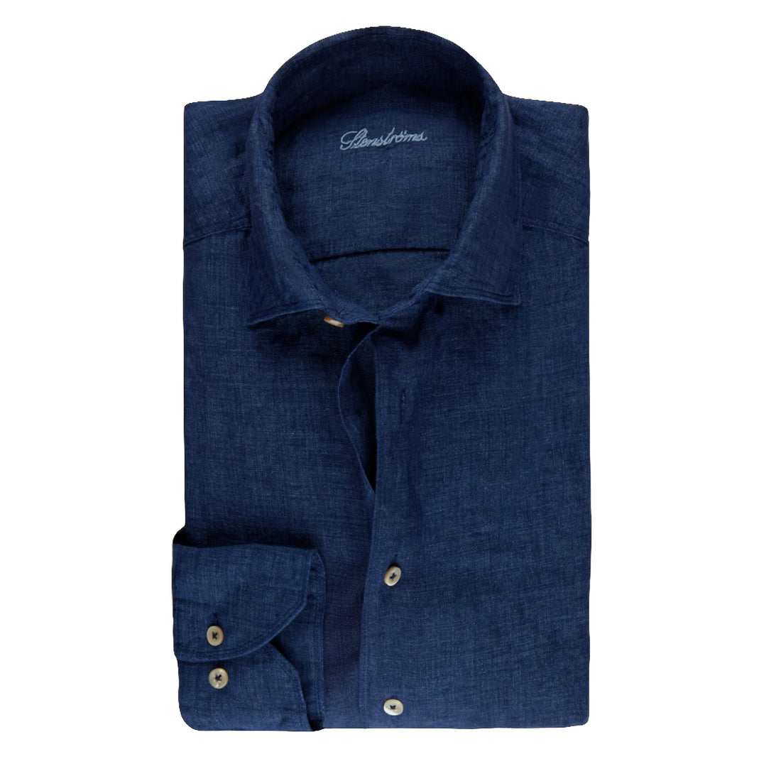 Dark Blue Linen Slimline Casual Shirt - Stenströms - Boutique Jacques International