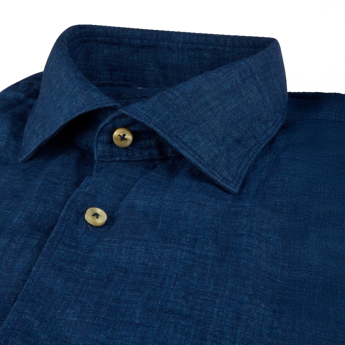 Dark Blue Linen Slimline Casual Shirt - Stenströms - Boutique Jacques International