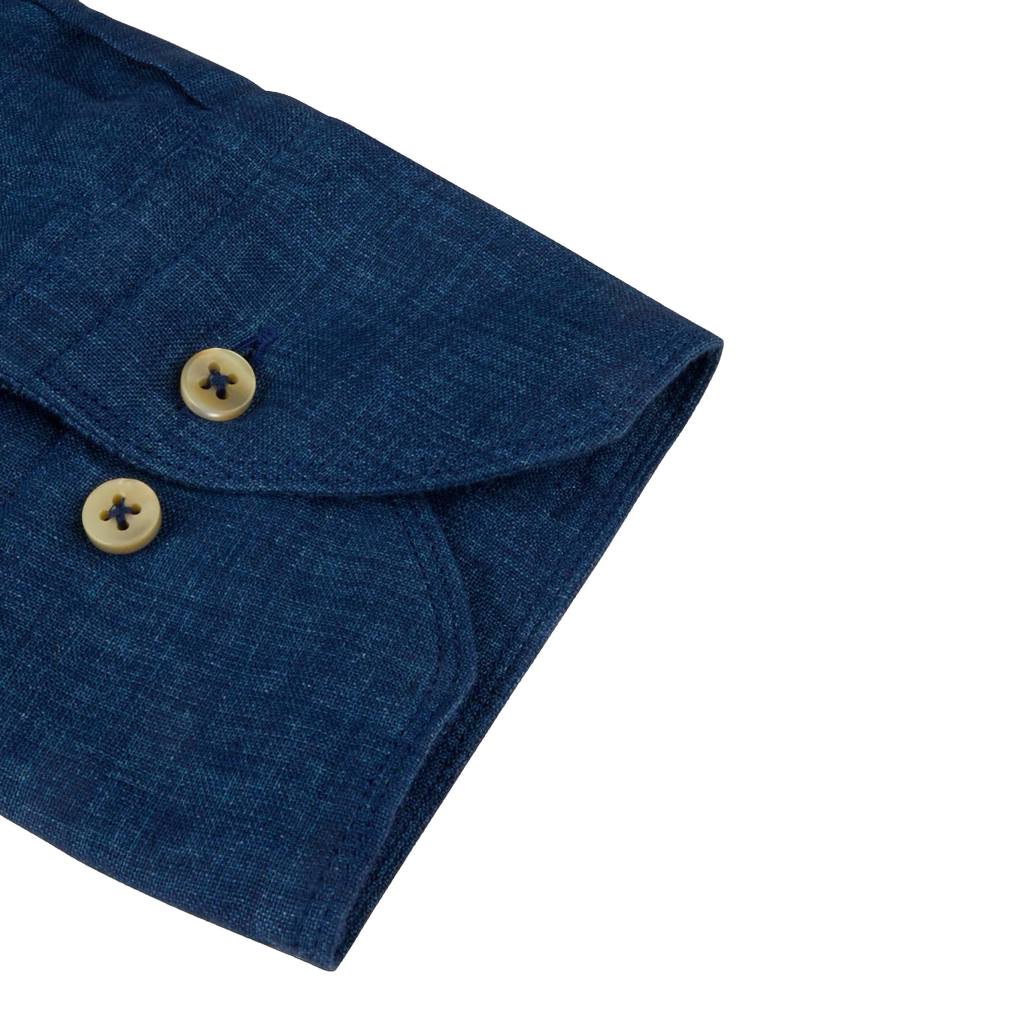 Dark Blue Linen Slimline Casual Shirt - Stenströms - Boutique Jacques International