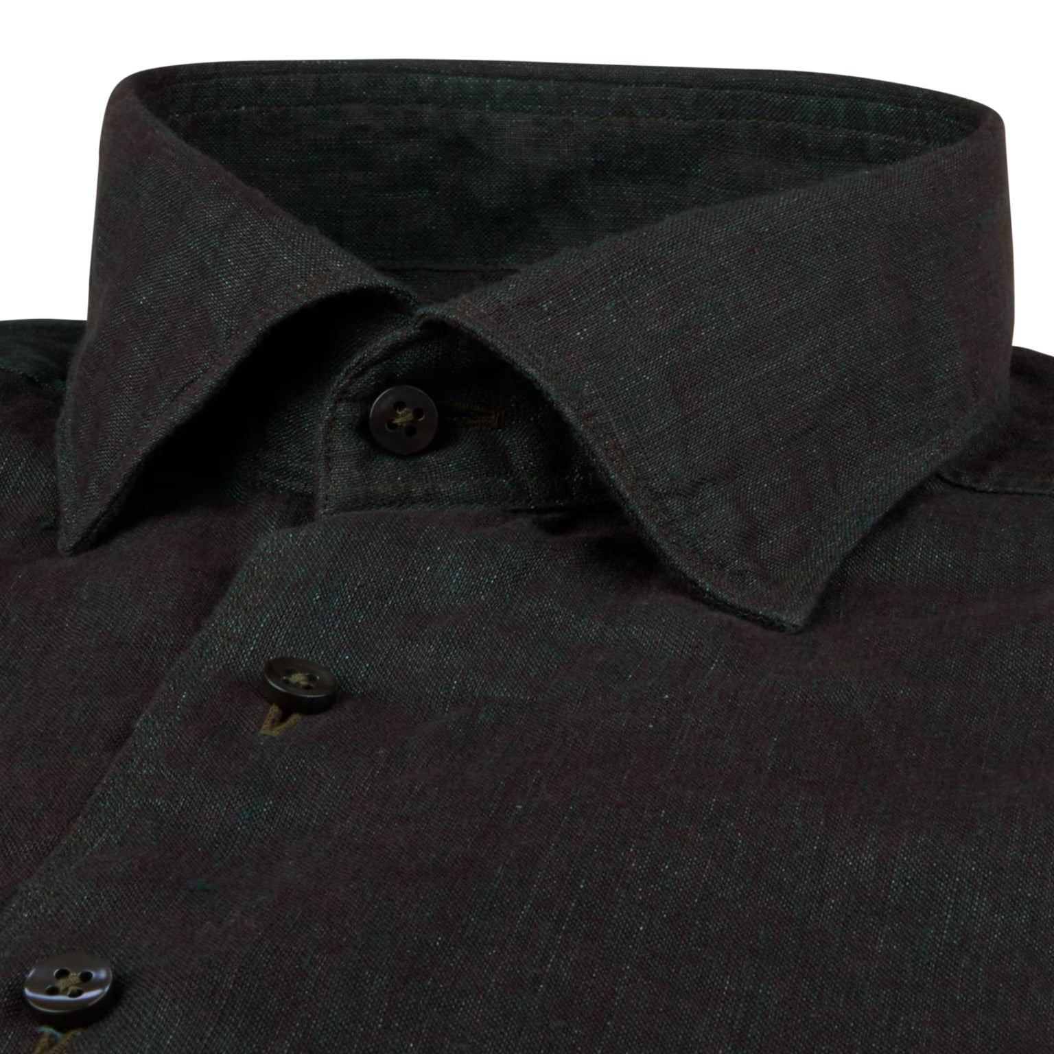 Dark Emerald Green Linen Regular Fit Casual Shirt - Stenströms - Boutique Jacques International