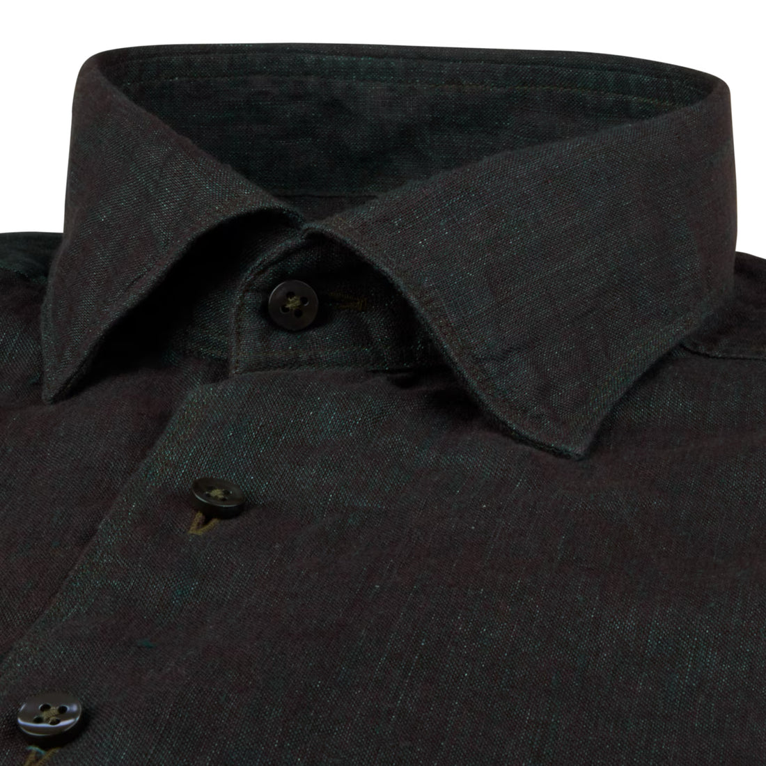 Dark Emerald Green Linen Regular Fit Casual Shirt - Stenströms - Boutique Jacques International