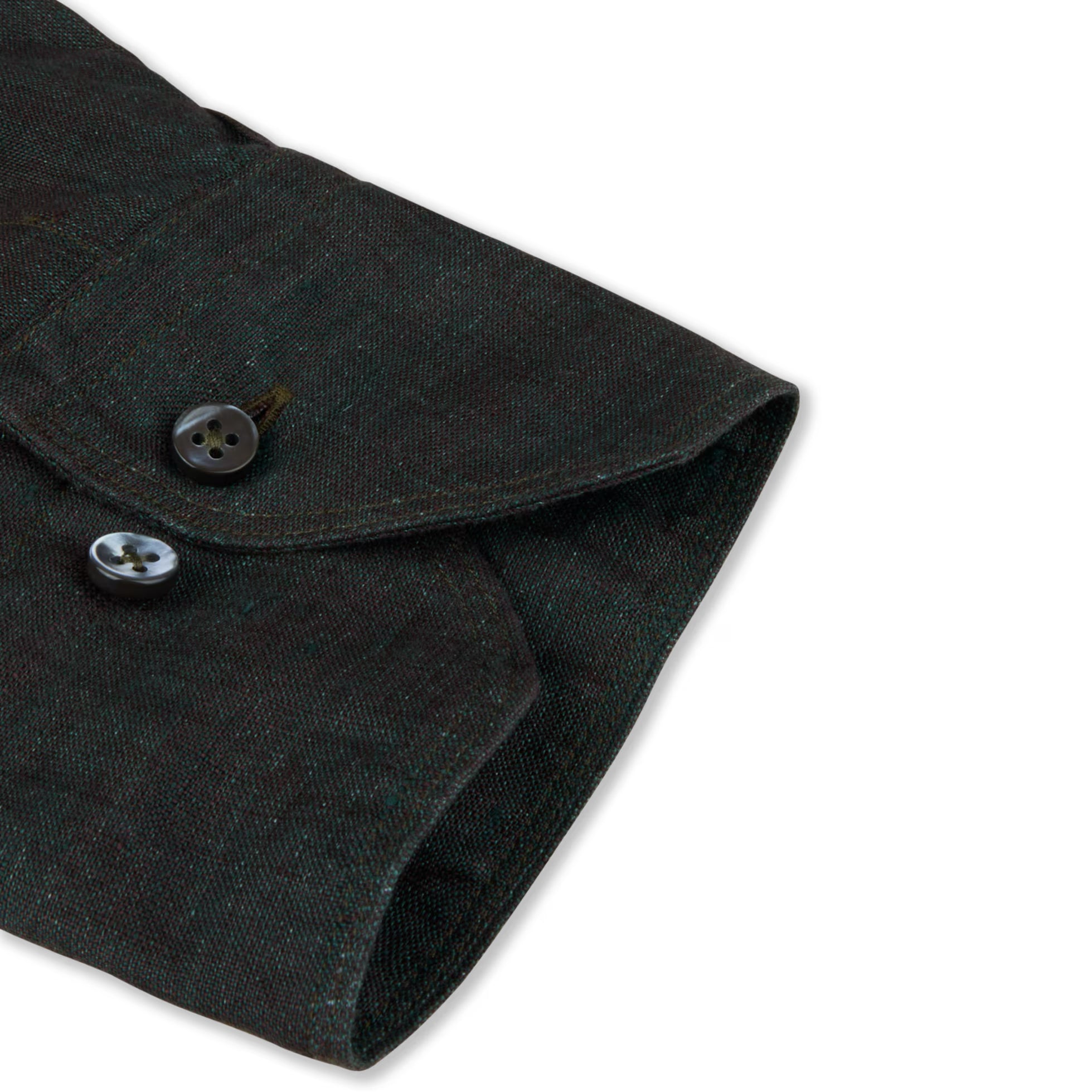Dark Emerald Green Linen Regular Fit Casual Shirt - Stenströms - Boutique Jacques International