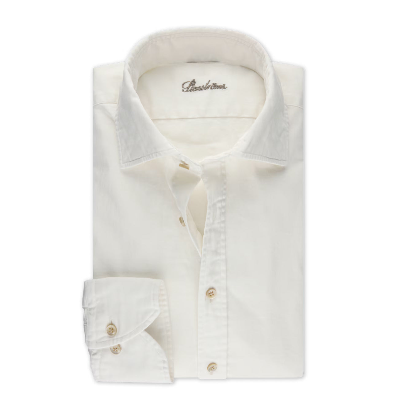 Off-White Denim Cotton-Stretch Slimline Casual Shirt - Stenströms