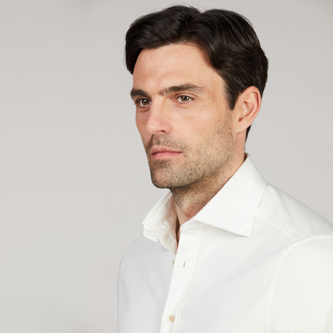Off-White Denim Cotton-Stretch Slimline Casual Shirt - Stenströms