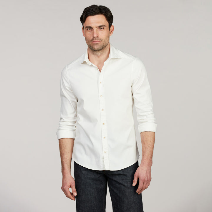 Off-White Denim Cotton-Stretch Slimline Casual Shirt - Stenströms