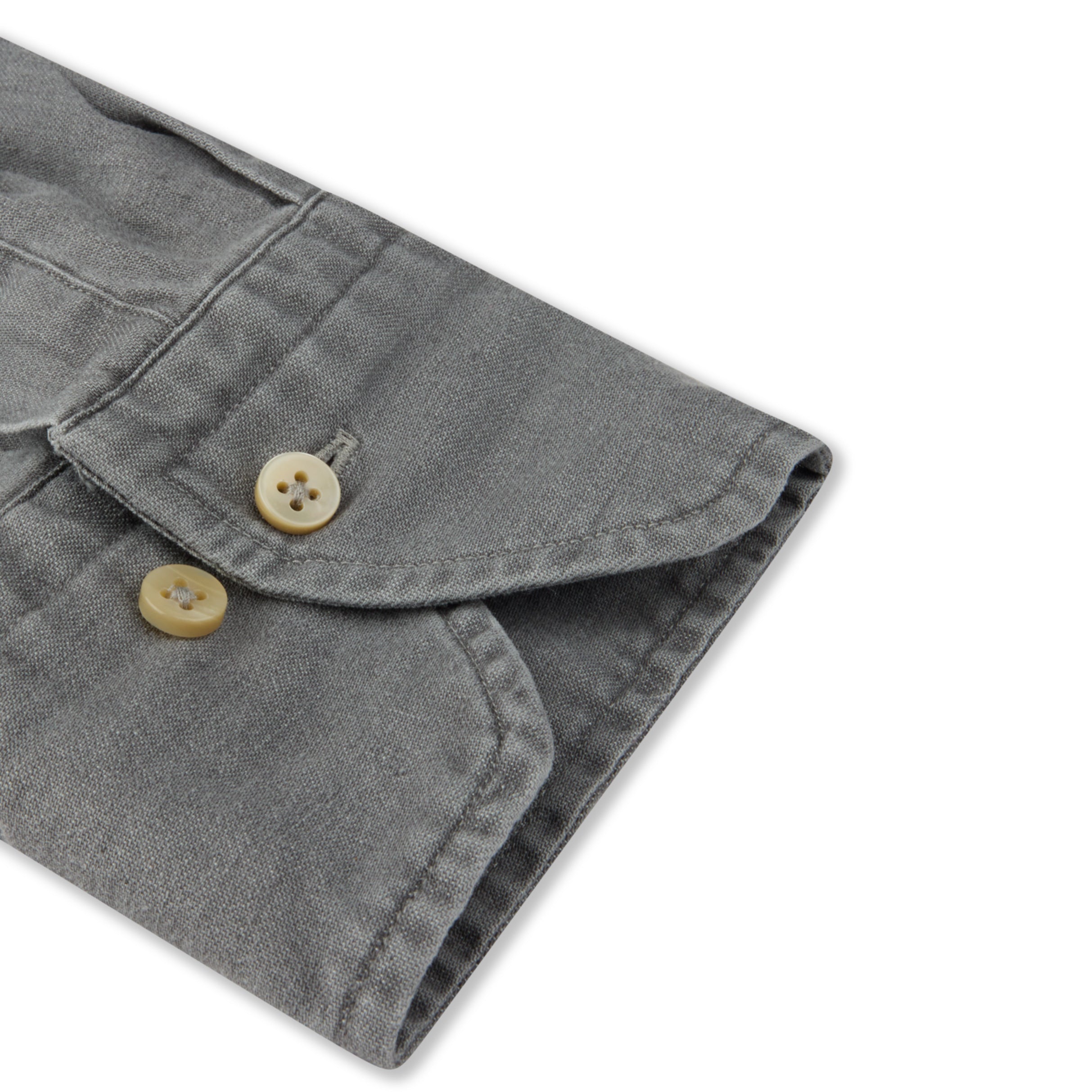 Gray Denim Cotton-Stretch Slimline Casual Shirt - Stenströms