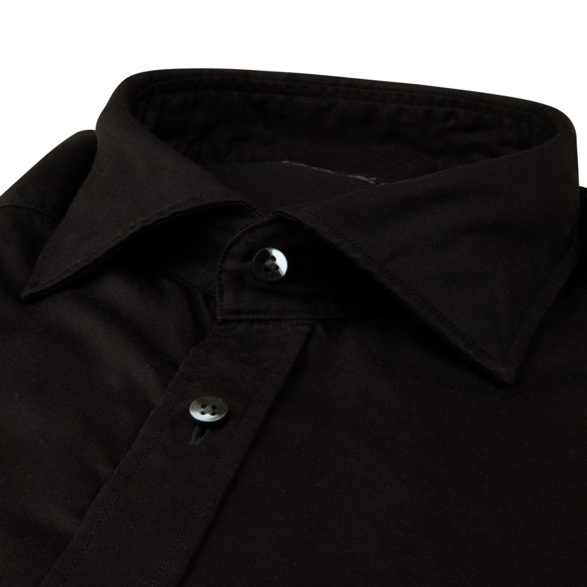 Black Solid Lyocell Slimline Casual Shirt - Stenströms