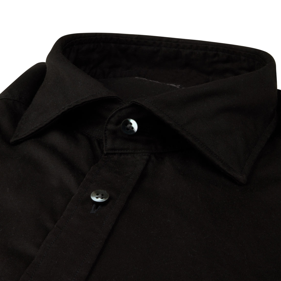 Black Solid Lyocell Slimline Casual Shirt - Stenströms